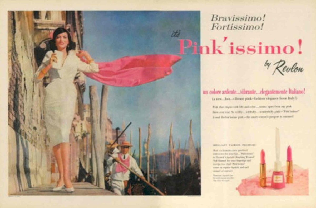 Revlon Pinkissimo Lipstick 1950s Vintage Retro Advert Poster