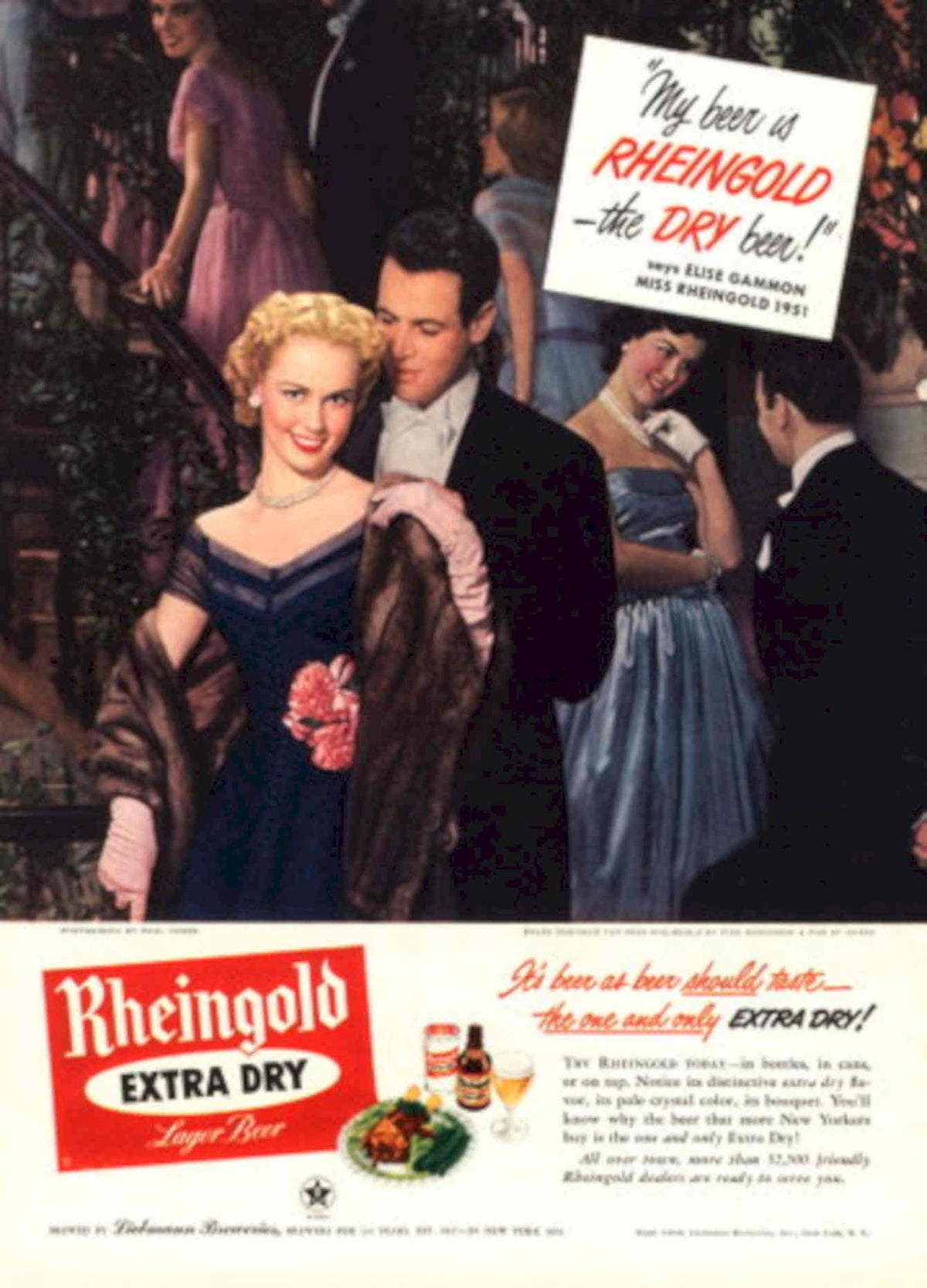 Rheingold Party People 1950s Vintage Retro Advert Poster