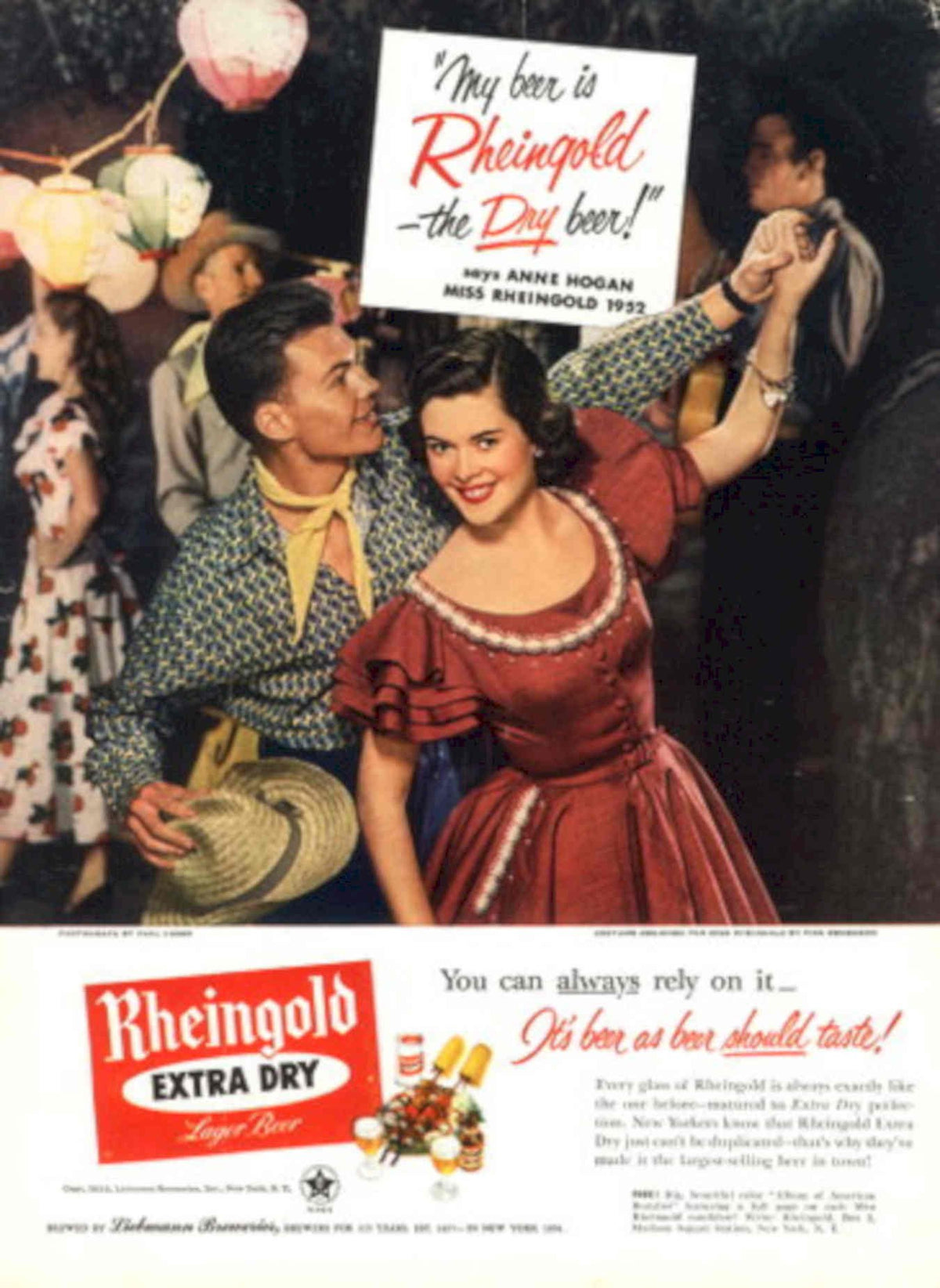 Rheinhold Lager 1932 1950s Vintage Retro Advert Poster