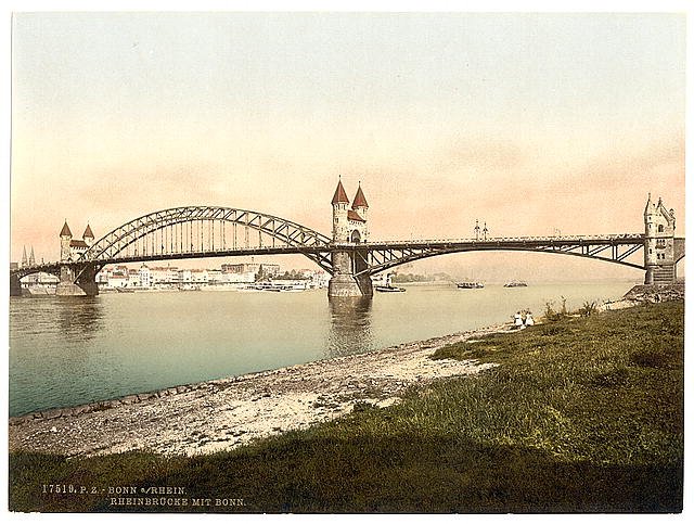 Rhine Bridge Bonn the Rhine Vintage A4 Photo Print