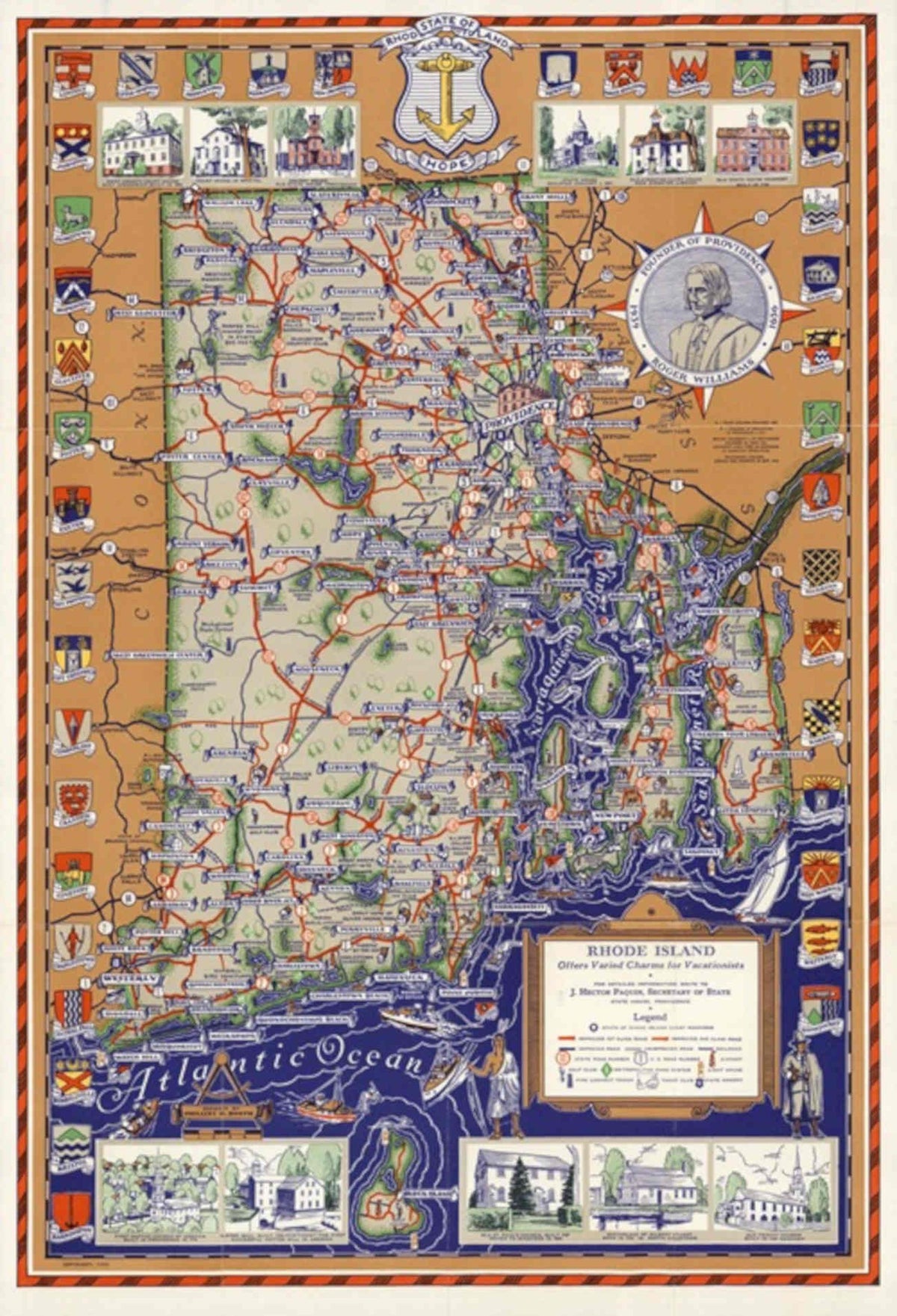Rhode Island Map Vintage Retro Advert Poster