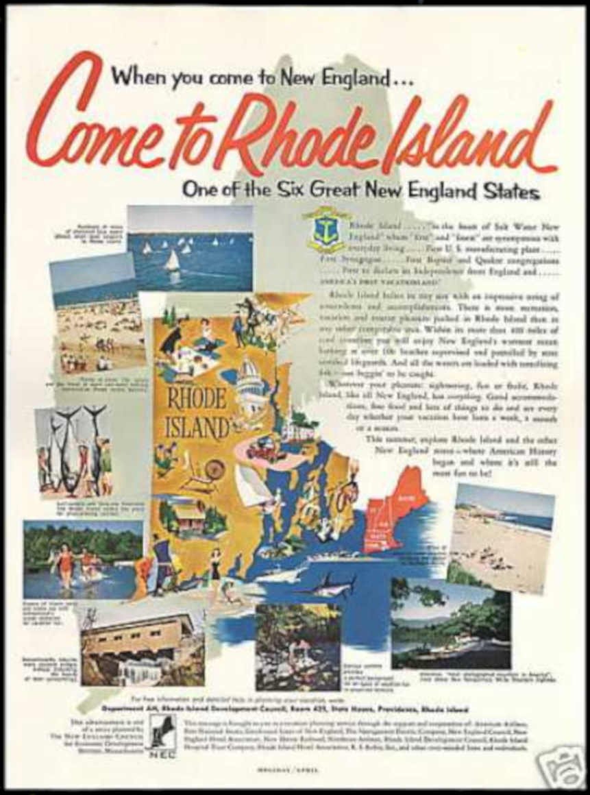 Rhode Island Scenes Vintage Retro Advert Ads A4 Photo Print