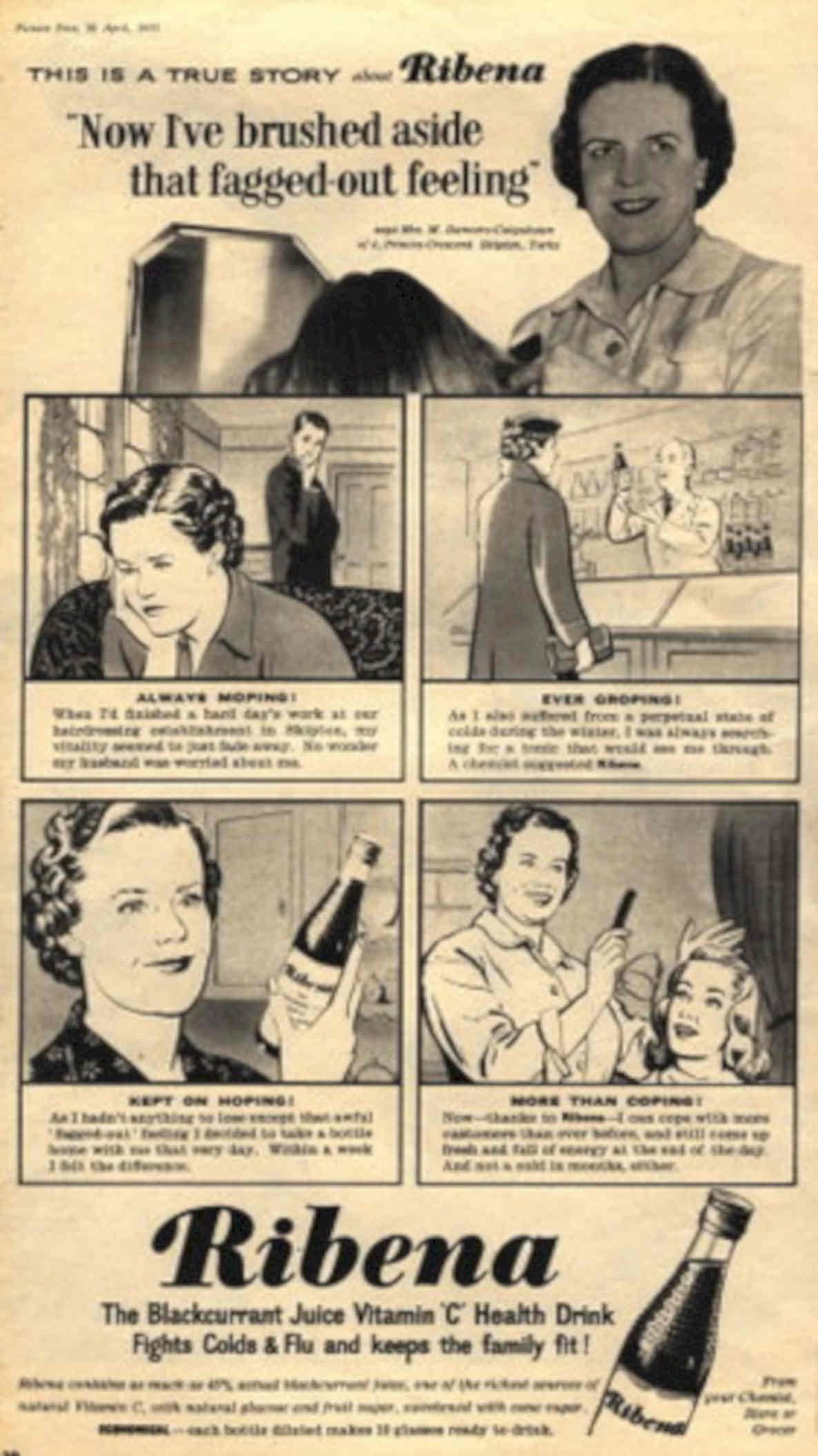 Ribena Blackcurrant Women 1950s Vintage Retro Advert Poster