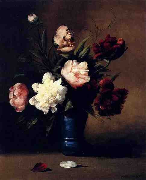 Ribot German Theodore Peonies In A Blue Vase 5 A4 Photo Print