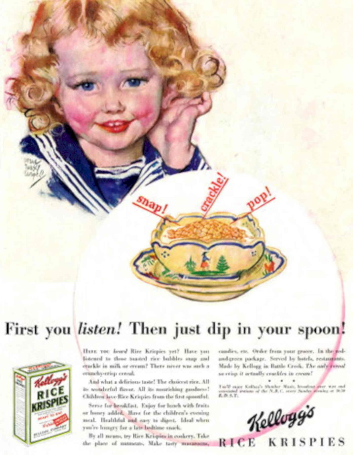 Rice Krispies Girl 1930s Vintage Retro Advert Poster