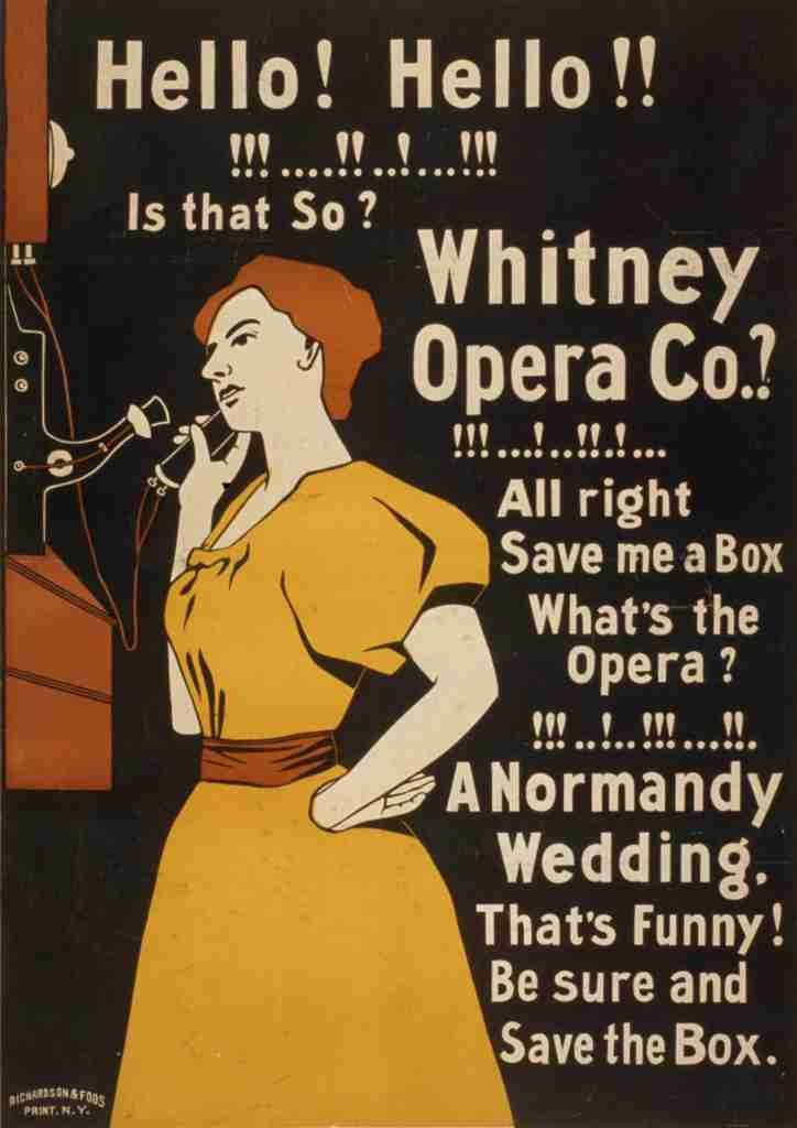 Richardson & Foos Whitney Opera Co c1900 Hello hello poster A4 Photo Print
