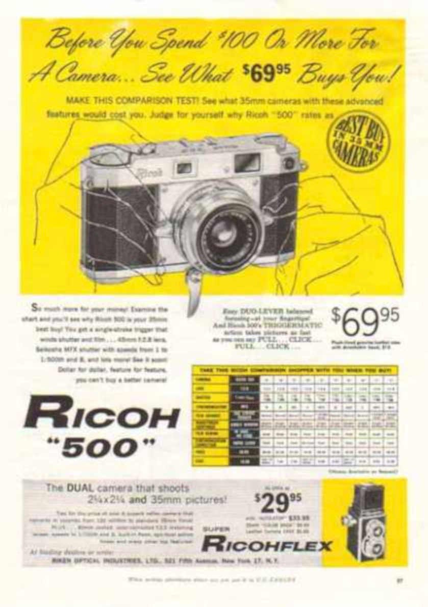 Ricoh 500 Camera Vintage Retro Advert Ads A4 Photo Print