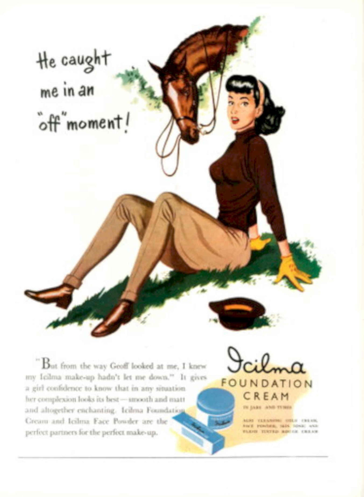 Riding Woman Crema 1940s Vintage Retro Advert Poster