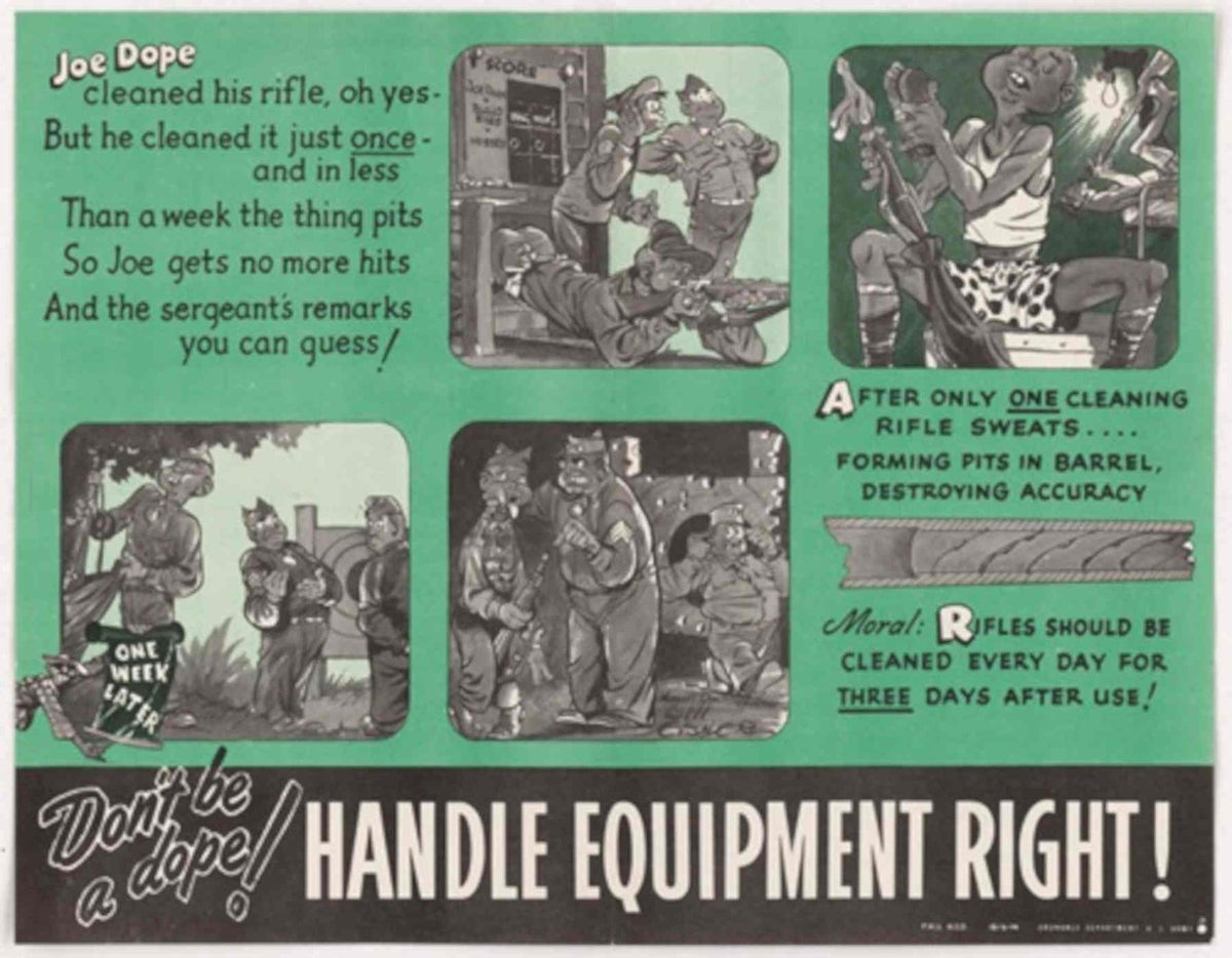 Rifle Cleaning Soldiers American World War II Advert Poster