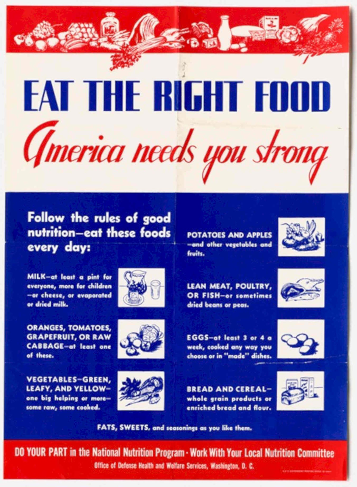 Right Food Poster American World War II Advert Poster