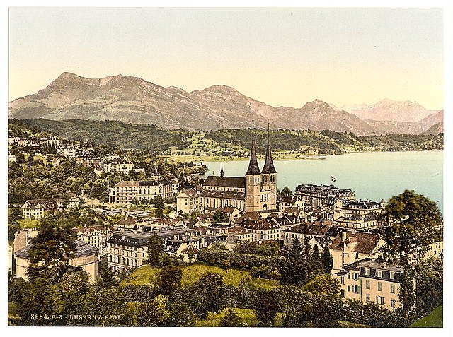 Rigi I seen from the Gutsch Lucerne Vintage A4 Photo Print