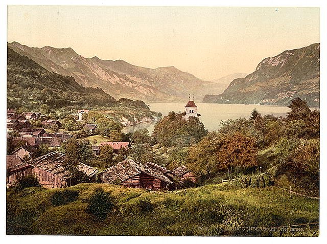 Ringgenberg and Brienz Lake Bernese Oberland Vintage A4 Photo Print