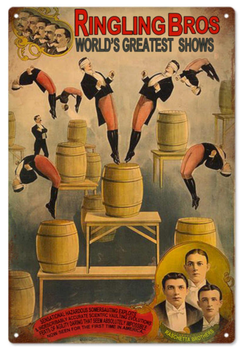 Ringling Bros Acrobats Vintage Retro Advert Ads A4 Photo Print