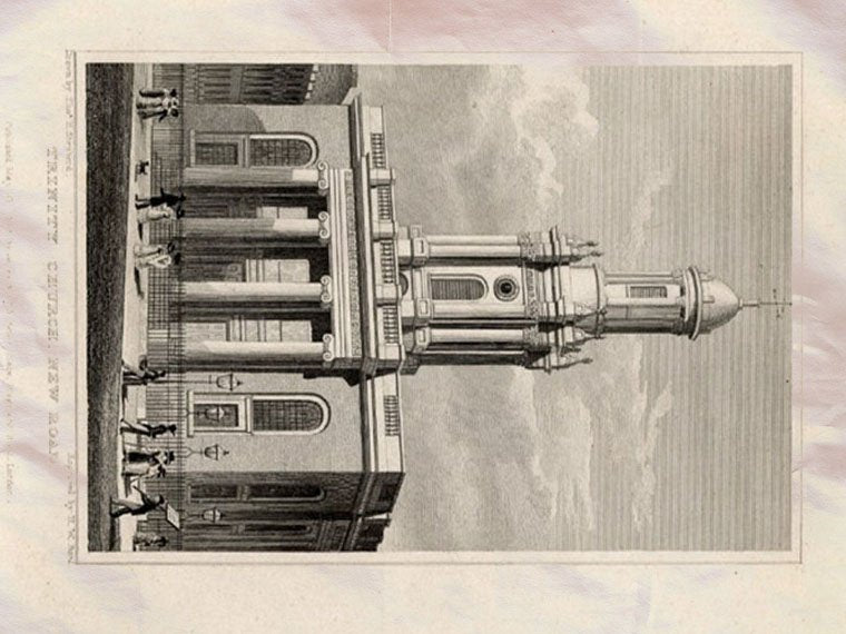 Rinity Church London England Shepherd 1827 Vintage A4 Photo Print