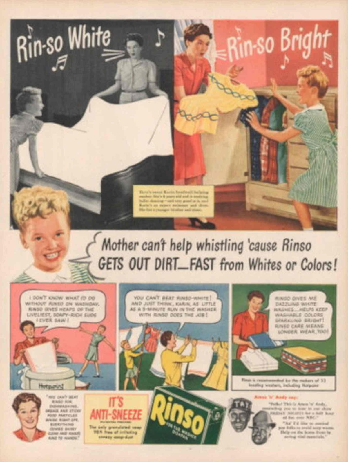 Rinsol Bright Laundry 1940s Vintage Retro Advert Poster