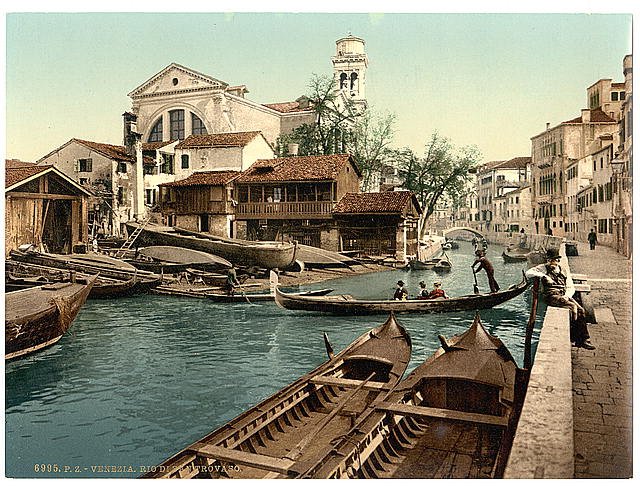 Rio di San Trovaso Venice Vintage A4 Photo Print