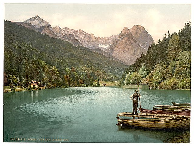 Rissersee general view Upper Bavaria Vintage A4 Photo Print