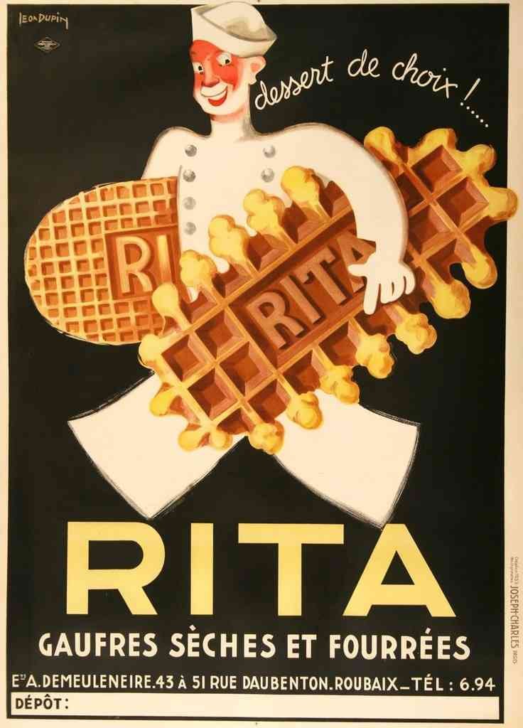 Rita Biscuits By Dupin 1 1930S French Waffles advert A4 Photo Print
