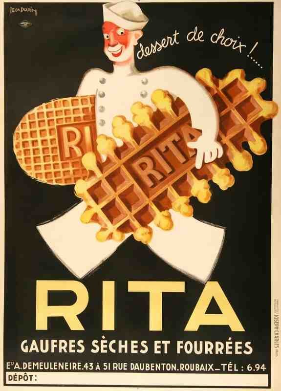 Rita Biscuits By Dupin 1930S French Waffles Vintage Advert A4 Photo Print