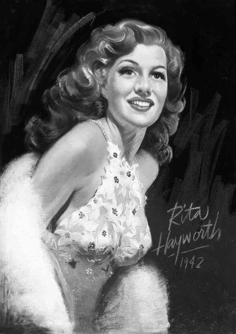 Rita Hayworth Painting 1 bw A4 Photo Print