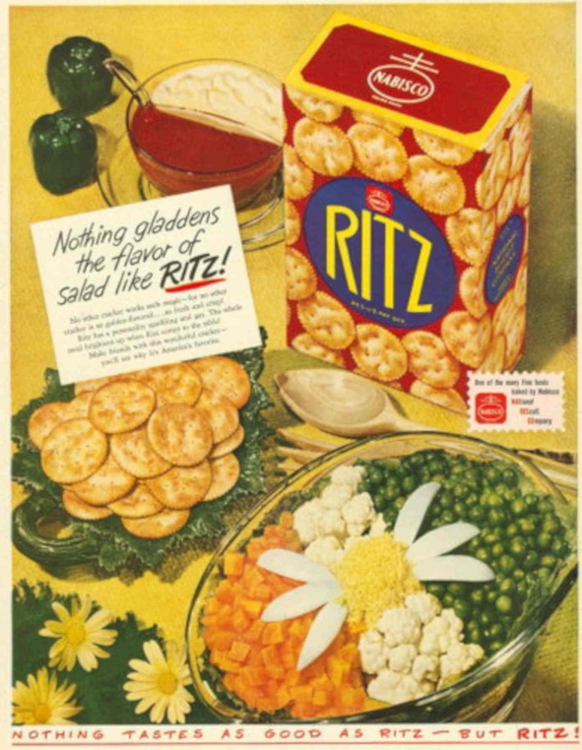 Ritz Crackers Salad 1950s Vintage Retro Advert Poster