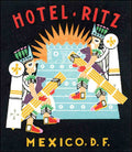 Ritz Luggage Label Vintage A4 Photo Print