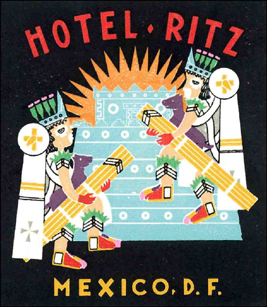 Ritz Luggage Label Vintage A4 Photo Print