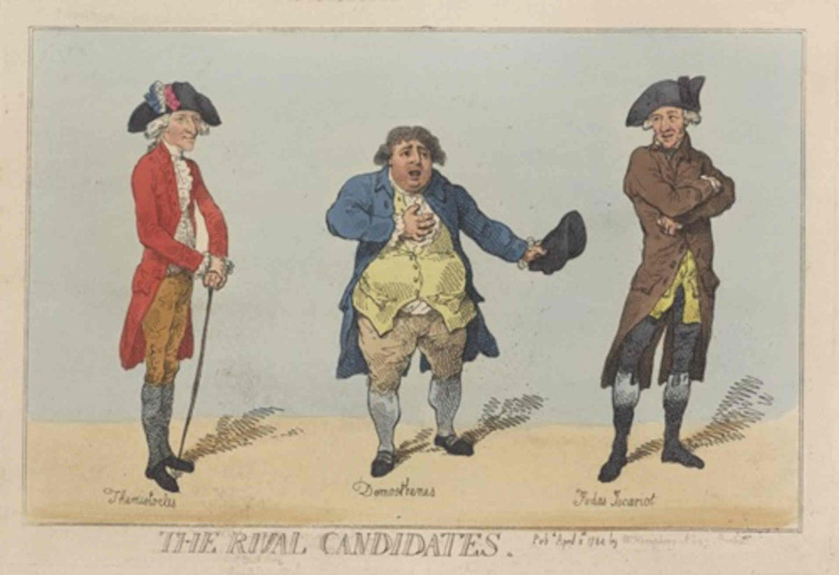 Rival Candidates Engraving GB Cartoon Vintage Retro Advert Poster