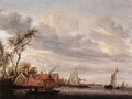 River Scene with Farmstead A4 Photo Print