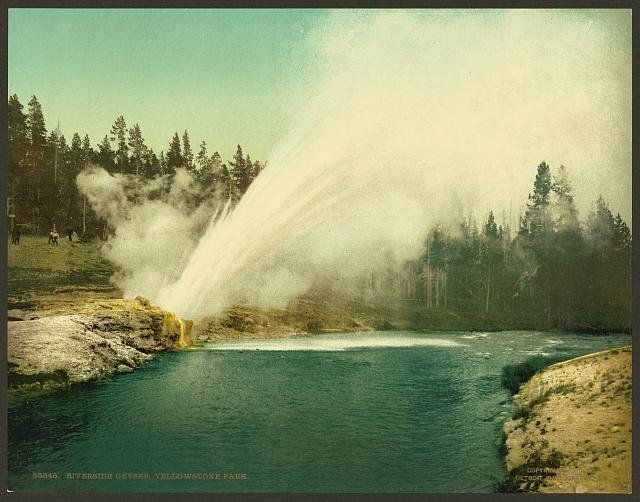 Riverside Geyser Yellowstone Park Vintage A4 Photo Print