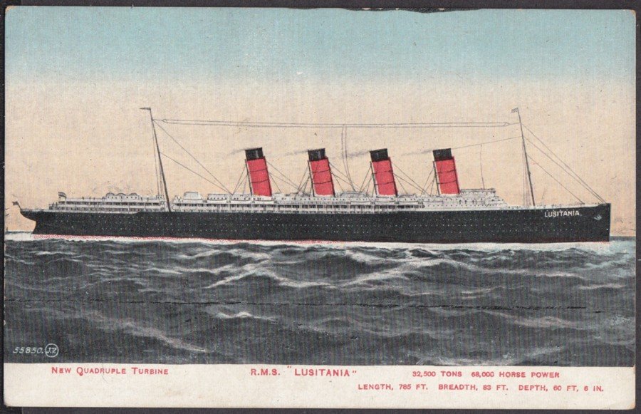 Rms Lusitania At Sea 2 Vintage A4 Photo Print