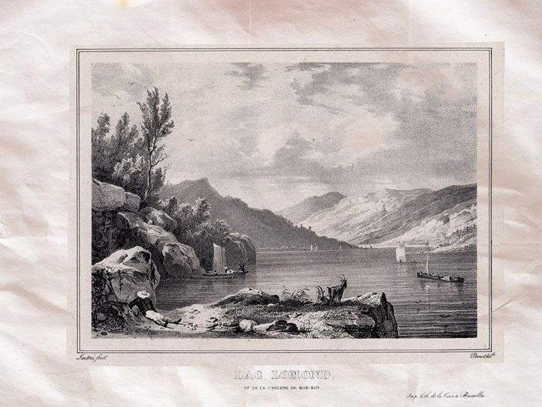 Rob Roy Cave Loch Lomond Scotland 1827 Vintage A4 Photo Print