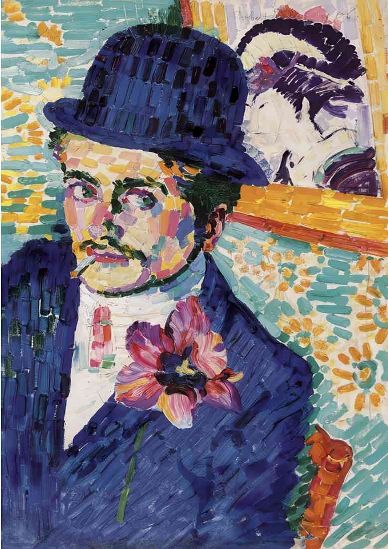 Robert Delaunay man with a tulip also known as portrait of jean metzinger A4 Photo Print
