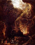Robert Hubert Figures By A Waterfall In A Wooded Landscape A4 Photo Print
