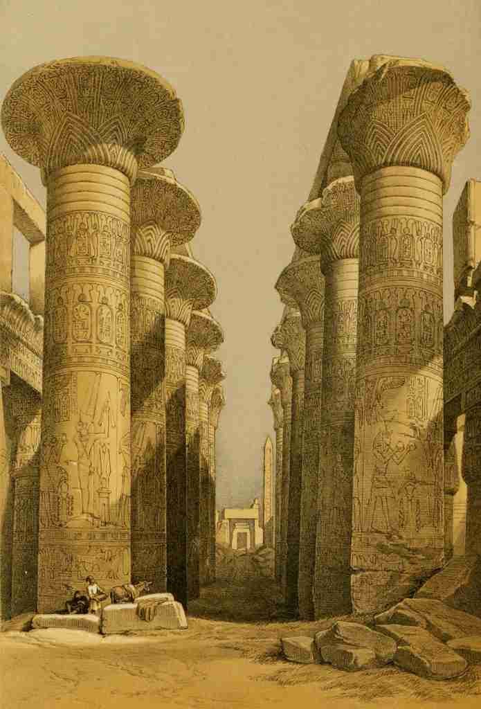 Roberts David 1796 1864 The Holy Land 1855 Central avenue of the Great Hall of Columns Karnac A4 Photo Print