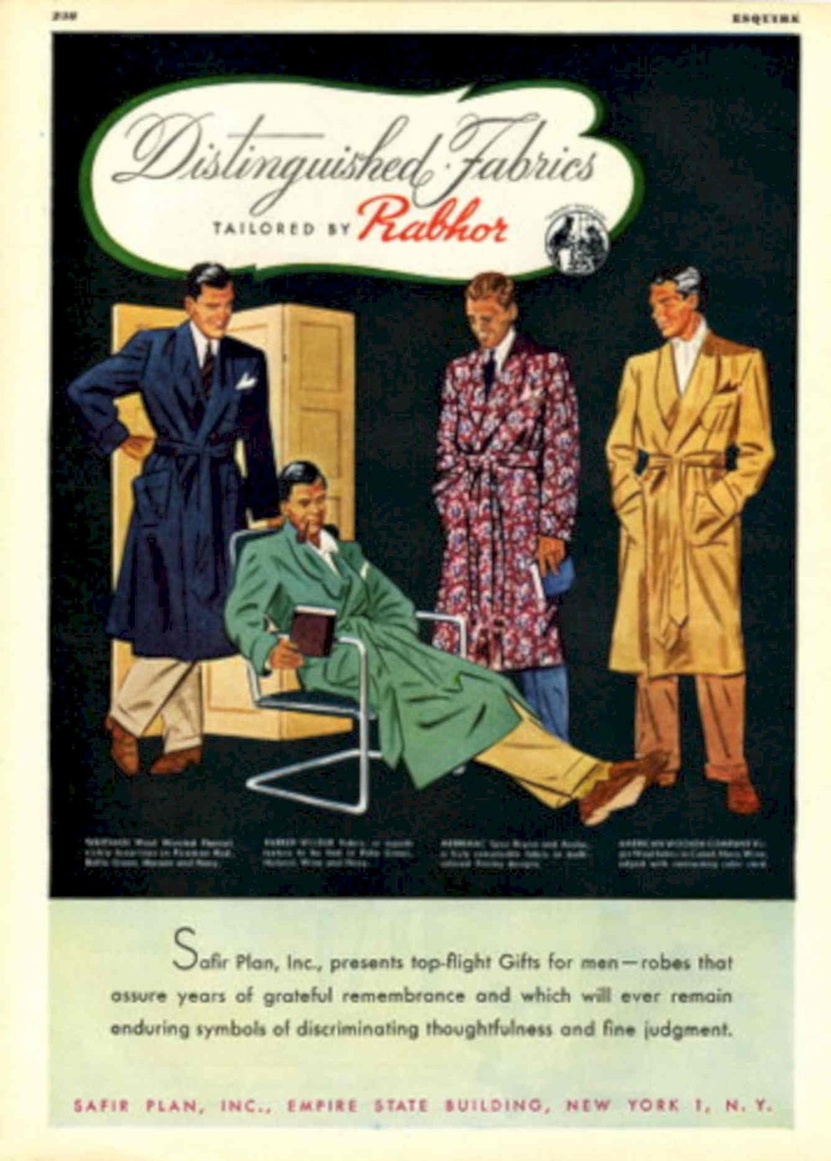 Robes Fabrics Rabhor 1940s Vintage Retro Advert Poster