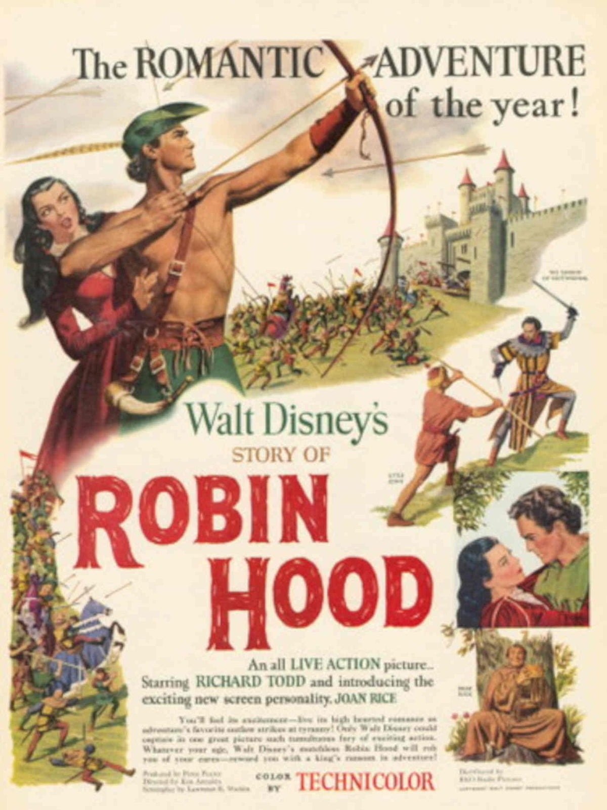 Robin Hood Castle 1950s Vintage Retro Advert Poster