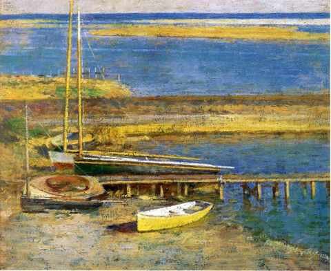 Robinson Theodore Boats At Landing A4 Photo Print