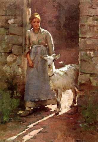 Robinson Theodore Girl With Goat A4 Photo Print