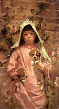 Robinson Theodore Girl With Puppies A4 Photo Print