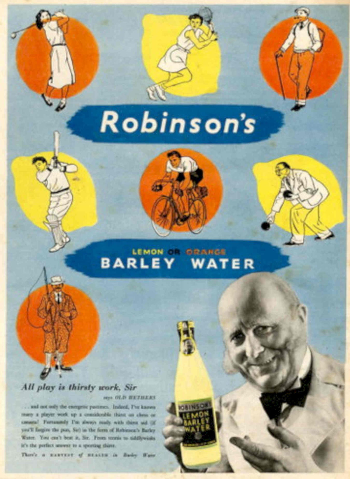 Robinsons Lemon Water 1950s Vintage Retro Advert Poster