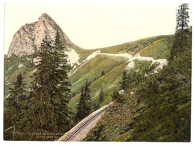 Rochers de Naye Geneva Lake Vintage A4 Photo Print