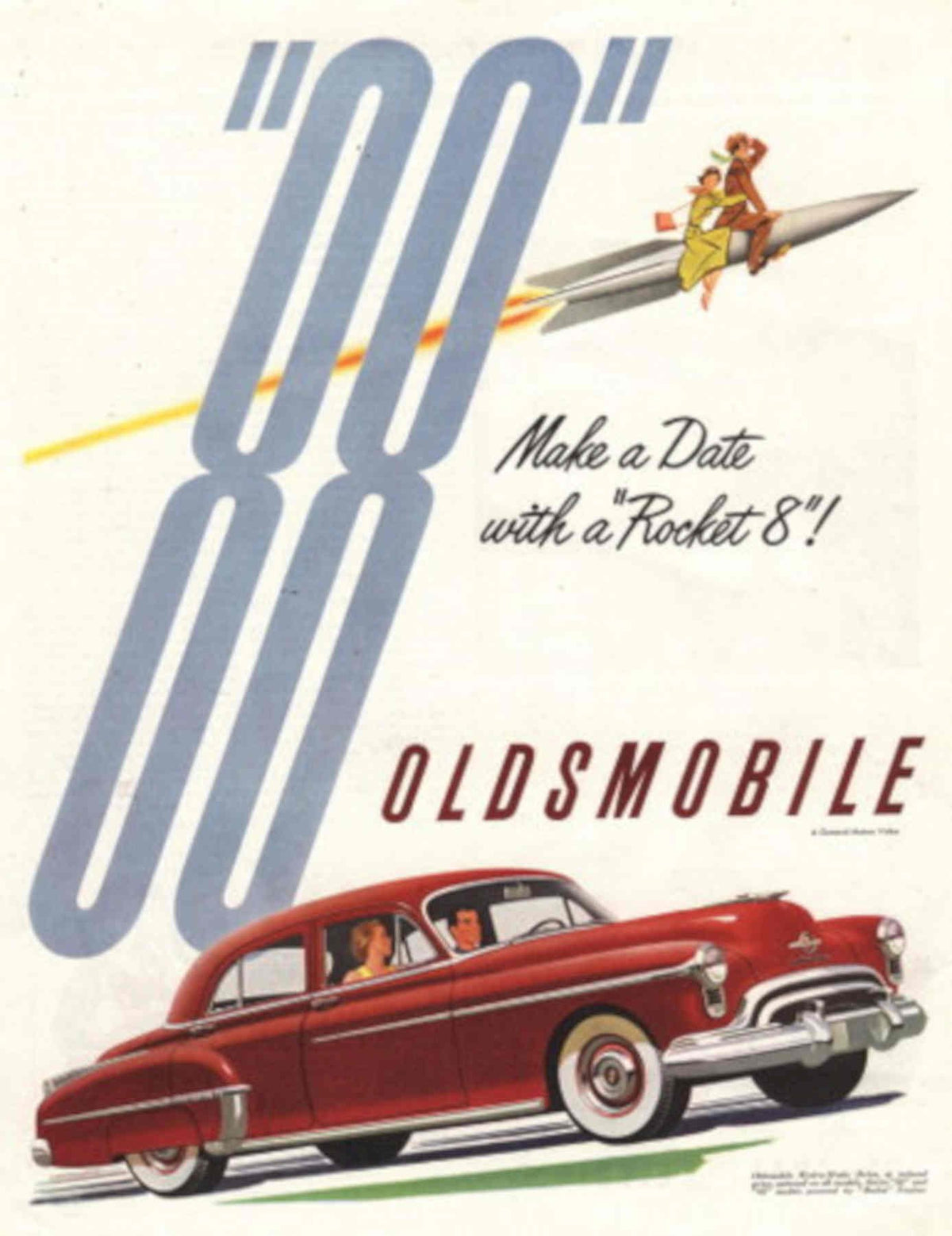 Rocket 88 Oldsmobile 1950s Vintage Retro Advert Poster