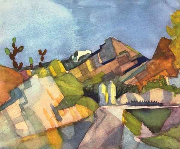 Rocky Landscape by August Macke Expressionism A4 Photo Print