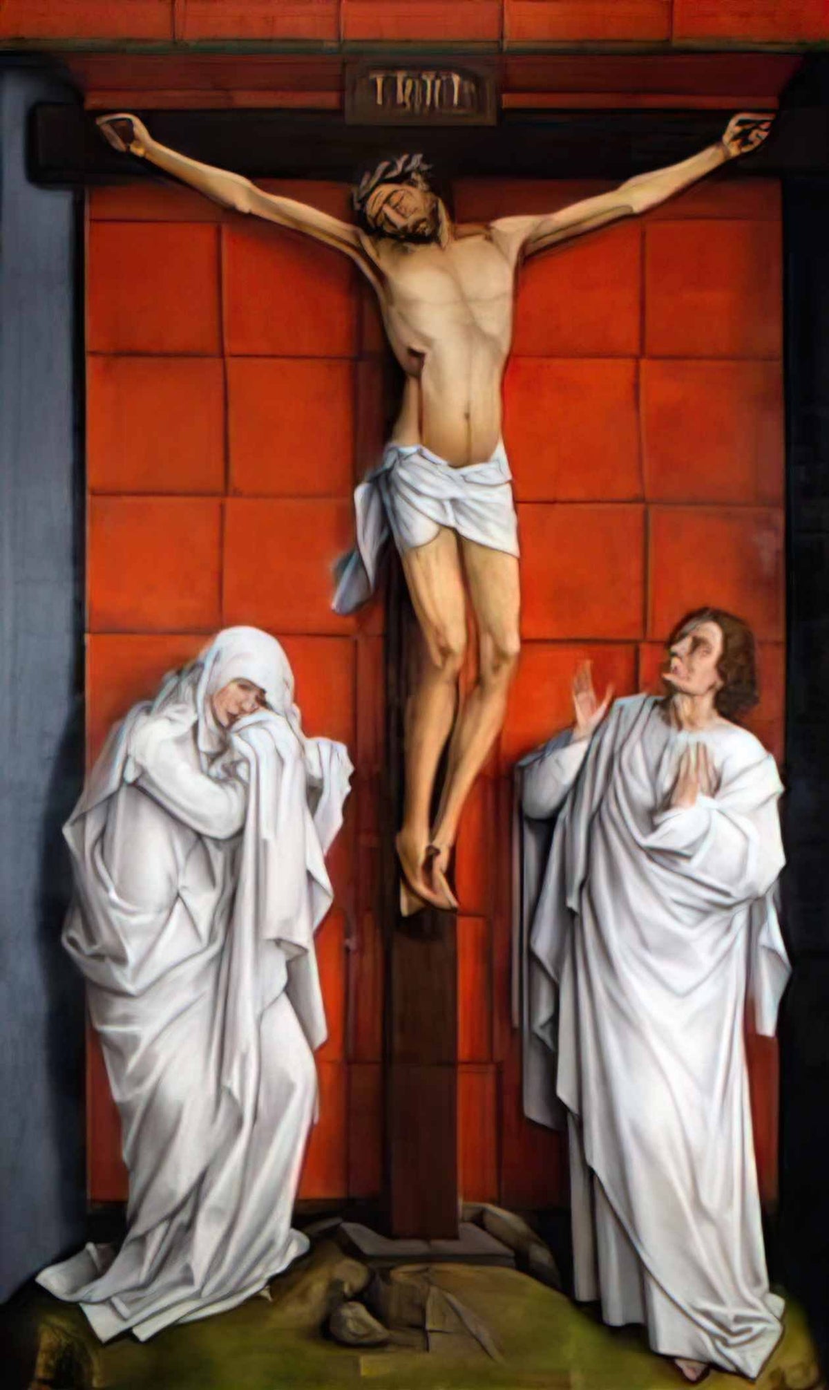 Rogier van der Weyden weyden christ on the cross with mary and st joh Art A4 Photo Print