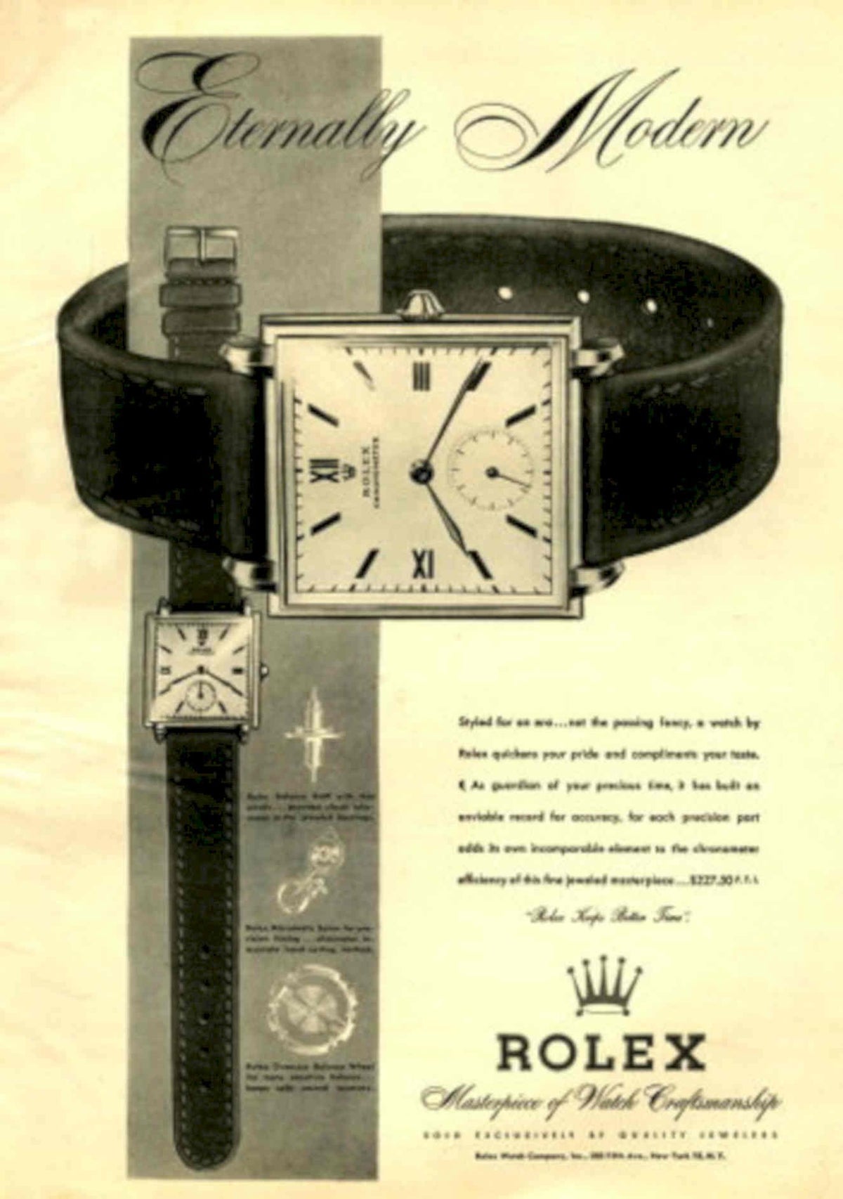 Rolex Watch Vintage 1940s Vintage Retro Advert Poster