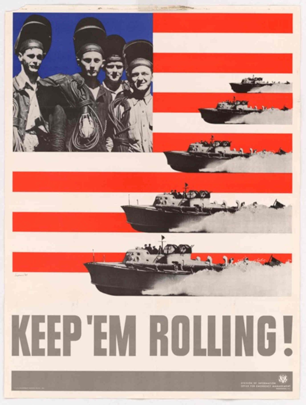 Rolling Sailors Boats American World War II Advert Poster
