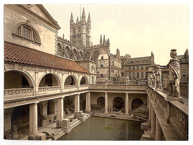 Roman Baths and Abbey IV Bath Vintage A4 Photo Print