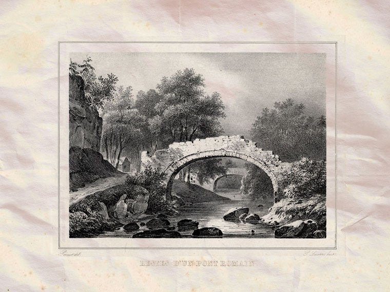 Roman Bridge Lanark Scotland Ruin Landscape Pernot 1827 Vintage A4 Photo Print