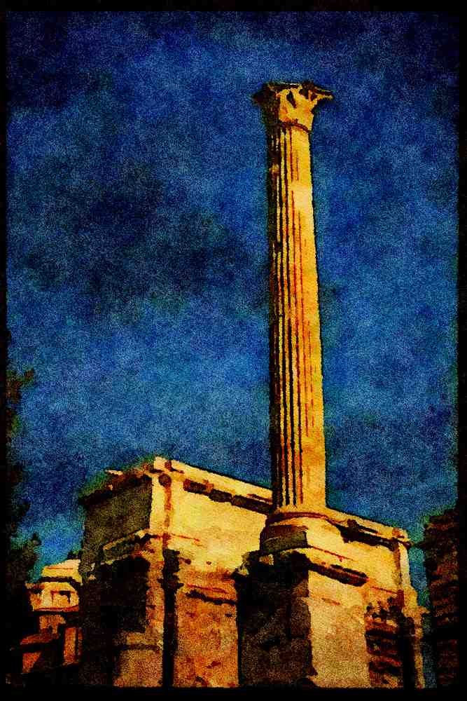 Rome Italy 149013 Lone Column With Arch Of Septimus Severus, Forum A4 Limited Edition Watercolour Print